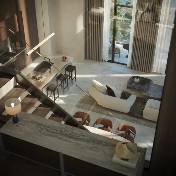 Kanso Loft seen from the mezzanine — Sei Saadiyat by Aldar, Saadiyat Island Abu Dhabi