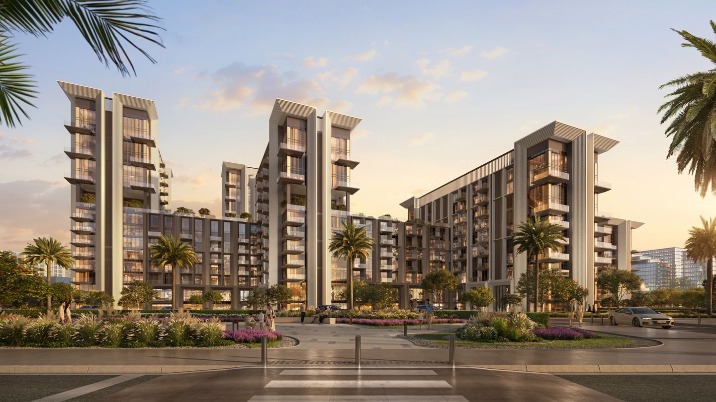 Sei Saadiyat by Aldar — the Serenity Pool at dusk, looking across Saadiyat Cultural District, Abu Dhabi