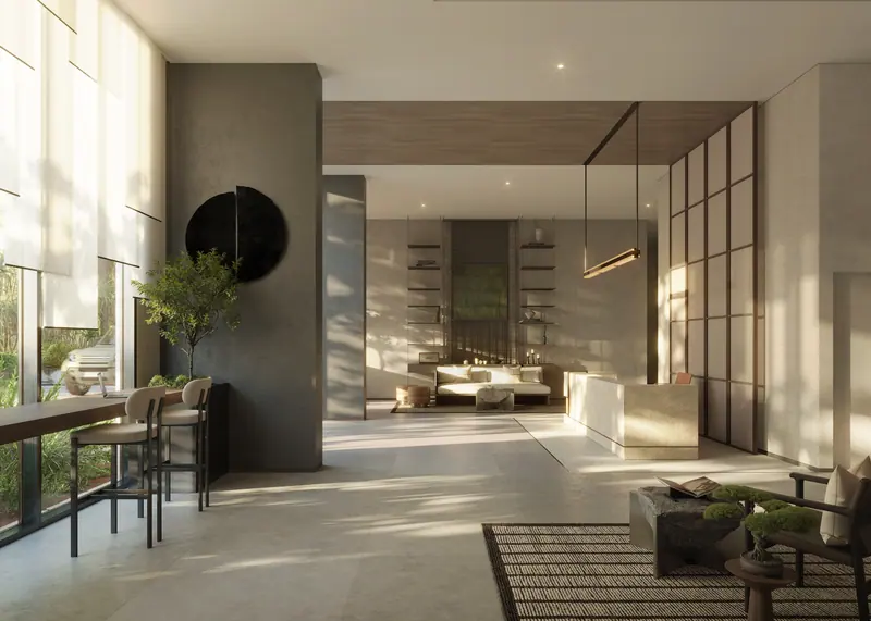 Residential lobby interior at Sei Saadiyat by Aldar Properties, Abu Dhabi